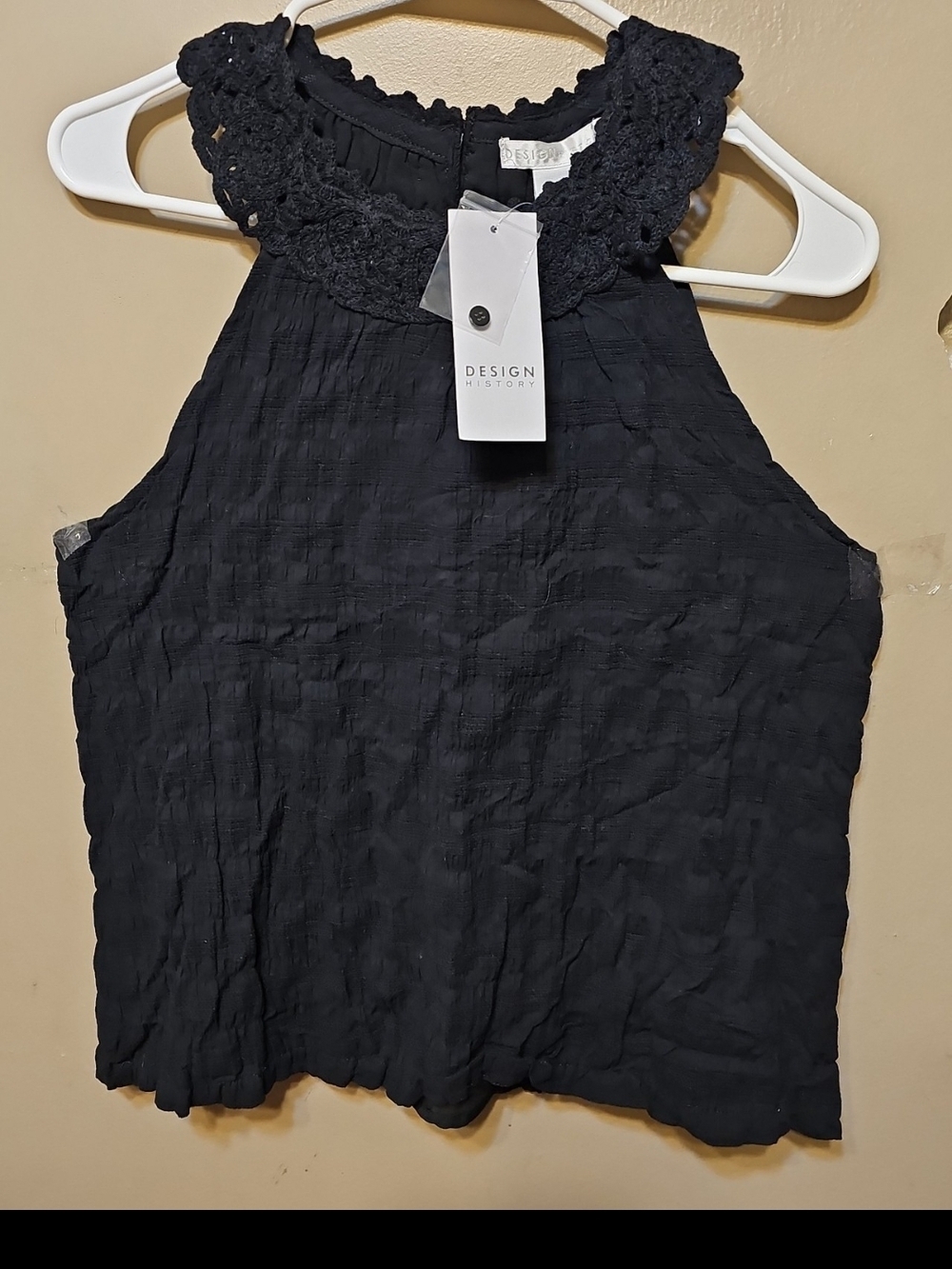 Design History Black Crochet Halter Camisole
